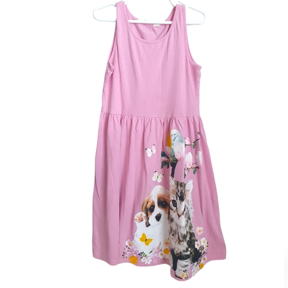 H&M Dog Cat Birds Dress Girl's Size 8-10. - Picture 1 of 6